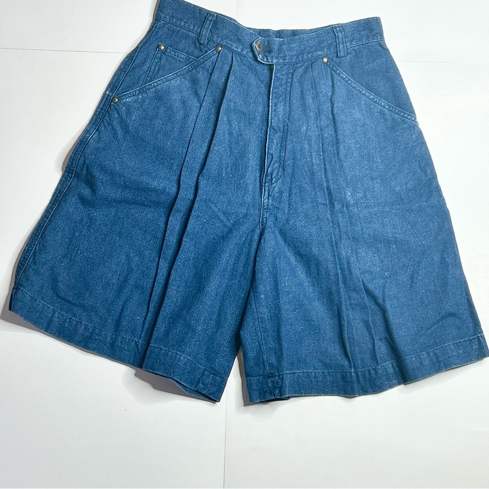 Vintage 80s Liawear High Waisted Pleated Denim Shorts